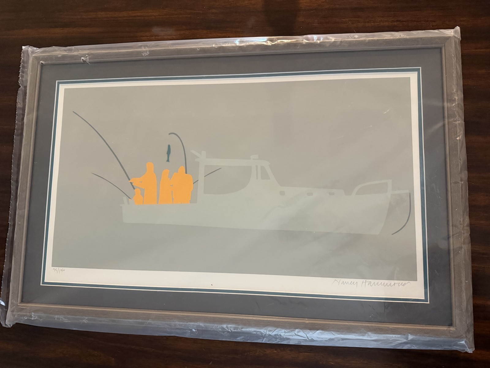 Nancy Hammond Limited Edition signed "Fishing in the Fog" #75/150, framed