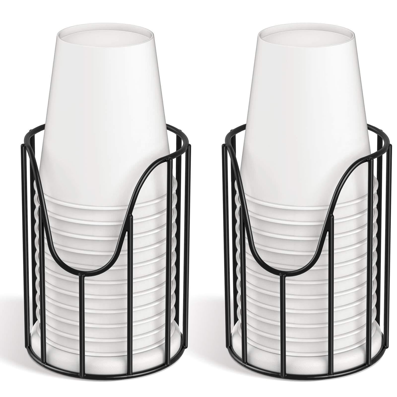 Luxspire Bathroom Cup Dispenser, 3-5oz Dixie 2 Pack, Black 