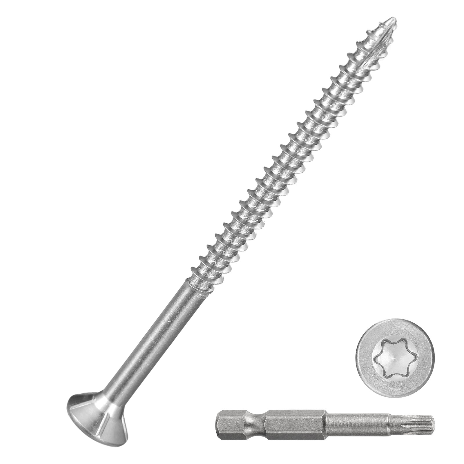 #8x2-1/2" Deck Screws - 30Pack - Stainless Steel Screw W/ T25 Star Bit-Silver