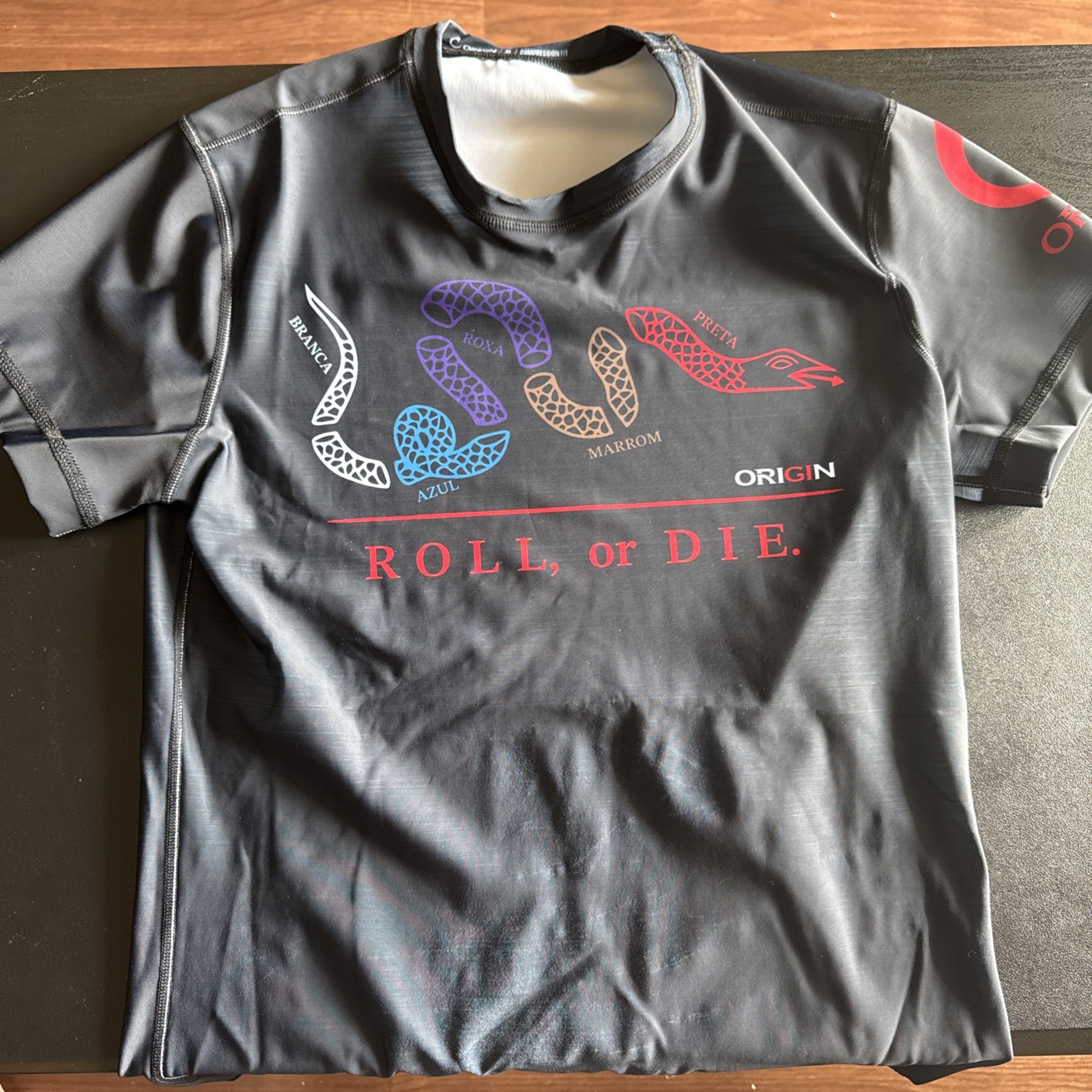 Origin USA “Roll Or Die” Brazilian jiujitsu rash guard - XL Compression Fit