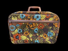 Vintage Bantam Canvas Suitcase 1960’s Floral Mod Retro Travel Luggage