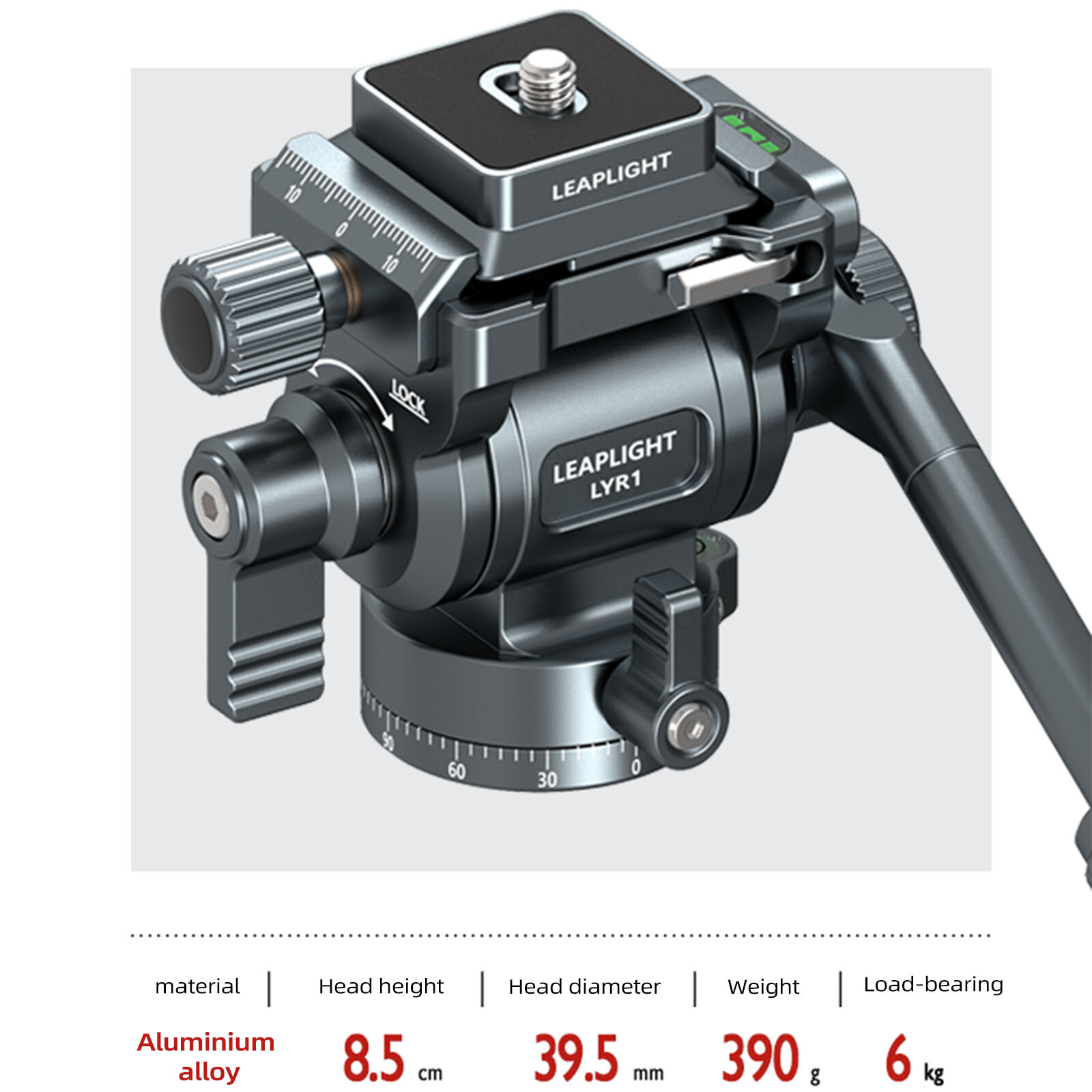 Panoramic Handle Hydraulic Ball Head w/ 1/4" Screw Removable Pan Quick Release P