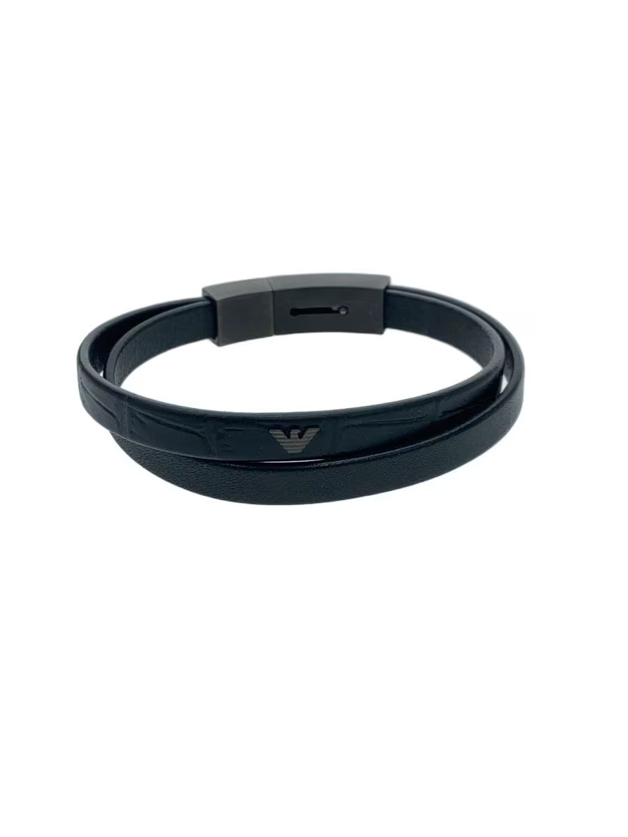 Emporio Armani Bangle Leather Blk Men'S Egs2783060 M1l57