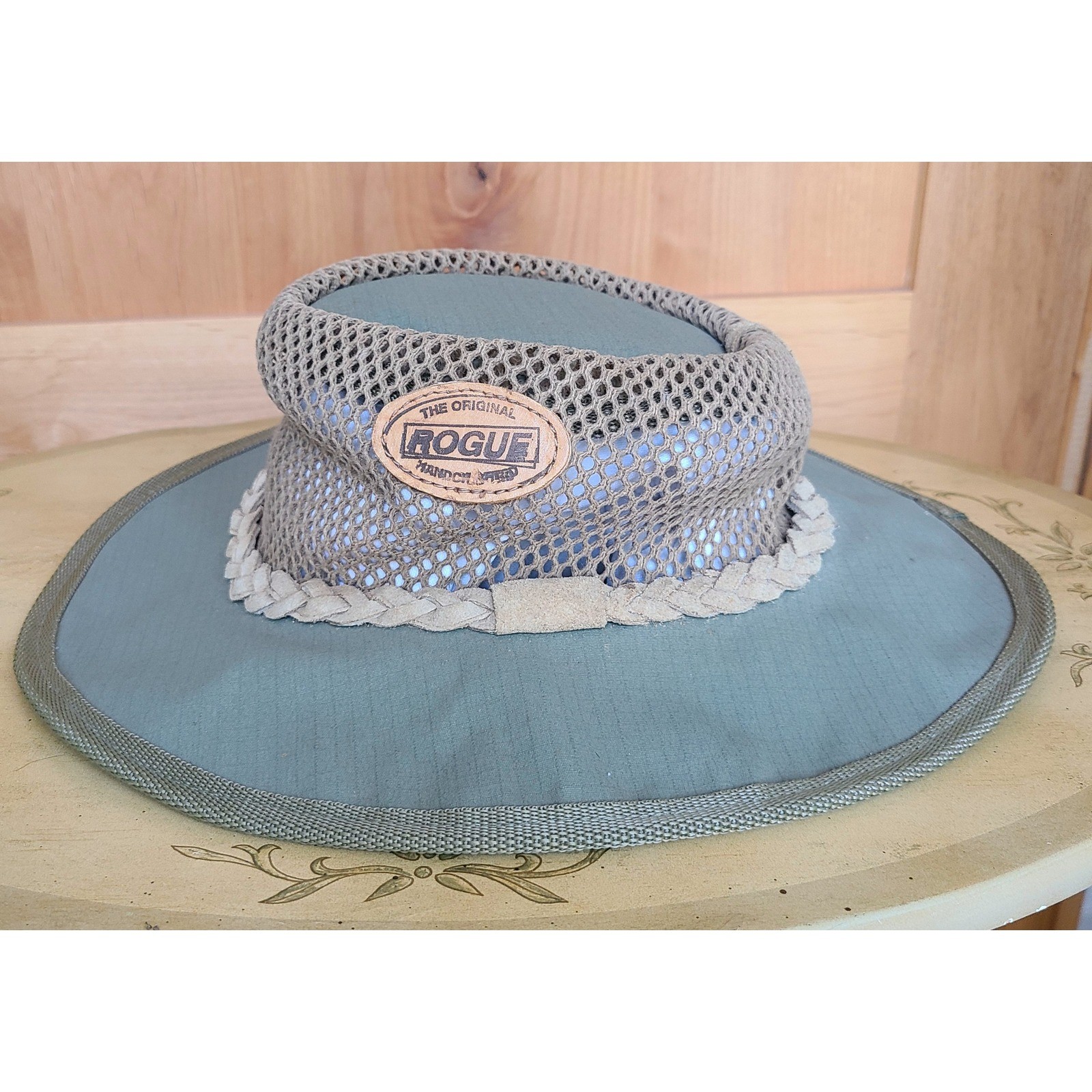 Vintage The Original Rogue Small Gray Greeb Mesh Safari Fishing Hat Outdoors