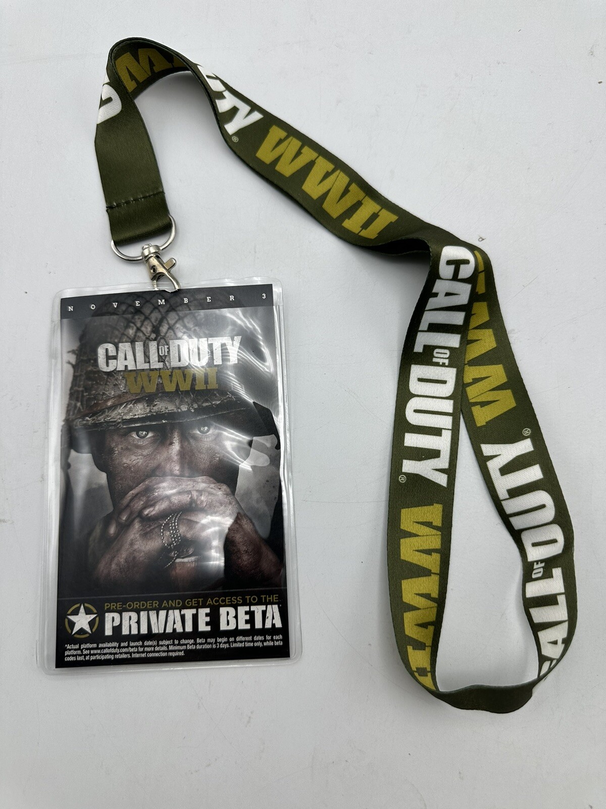 Call of Duty WW2 Promotional Lanyard With Private Beta Card