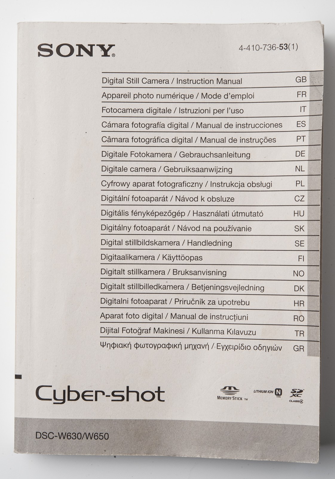 Instructions Manual Instruction Sony DSC-W630/DSC-W650