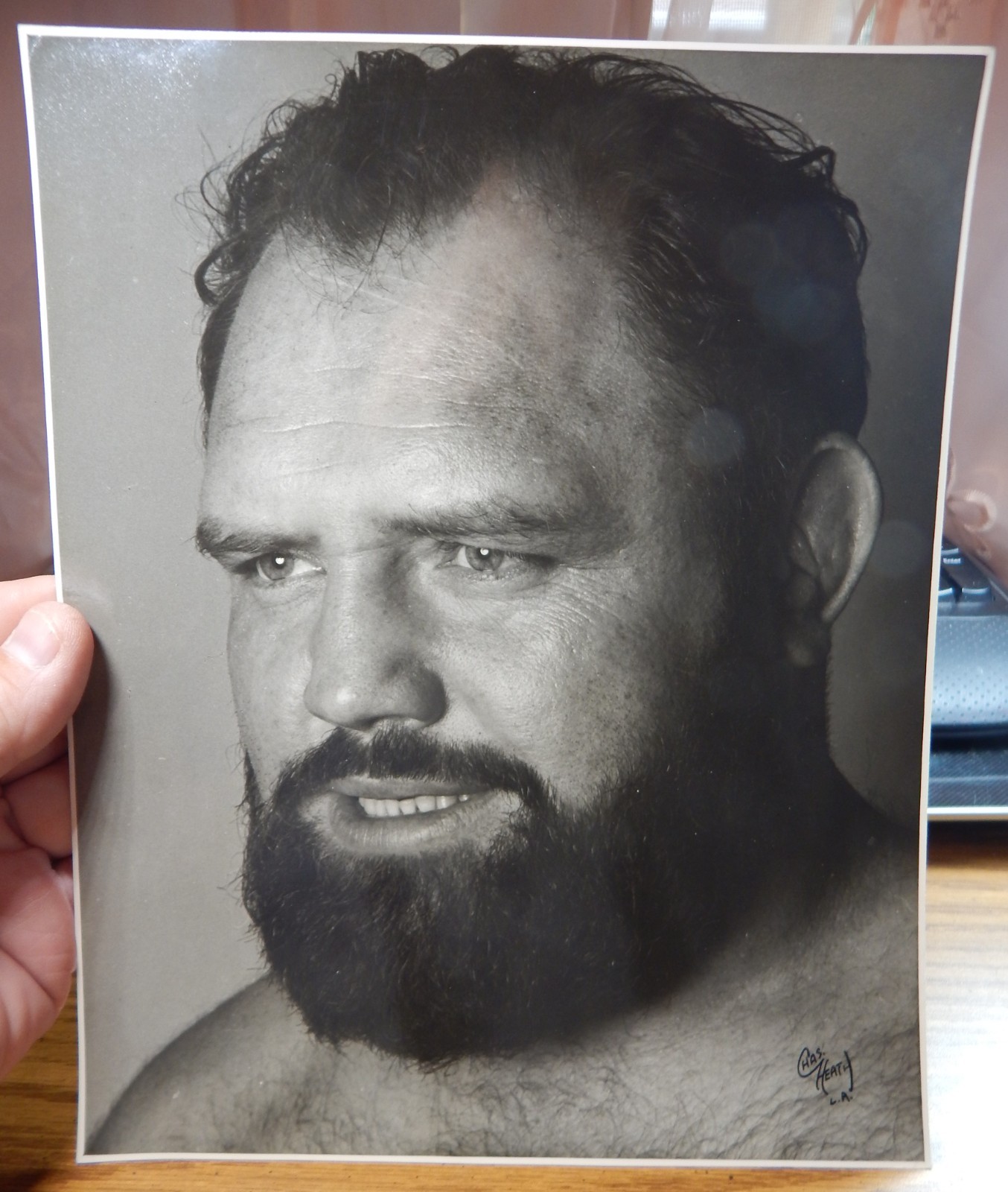 VINTAGE BEN MORGAN 8X10 ORIGINAL PHOTO WRESTLING LQQK