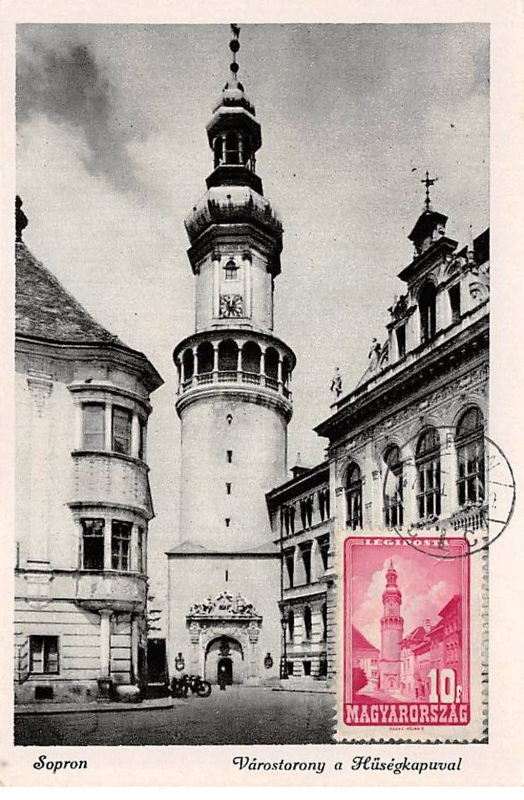 HUNGARY Maximum Card AM14128 1950 Cachet Hungary Sopron Church Tower