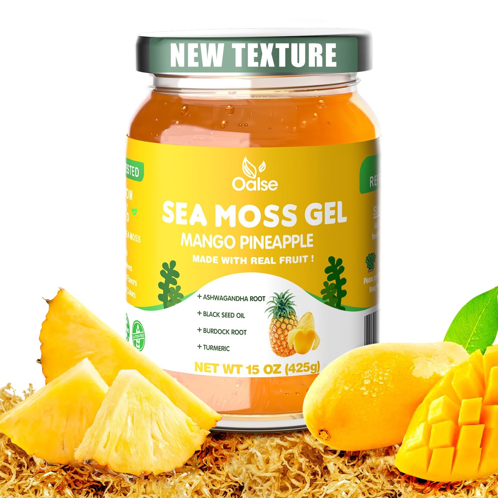New Wildcrafted Sea Moss Gel - Natural Seamoss Gel with Ashwagandha Root, Bur...