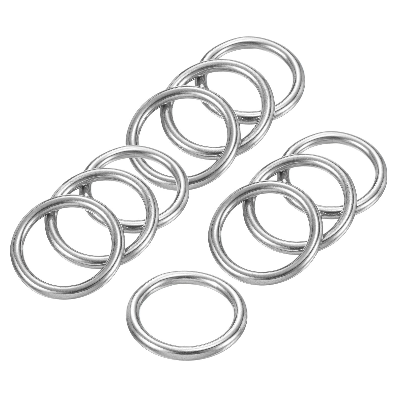 30mmx40mm Dia Metal O Ring Stainless Steel Seamless Welded O-Ring for DIY 10Pack