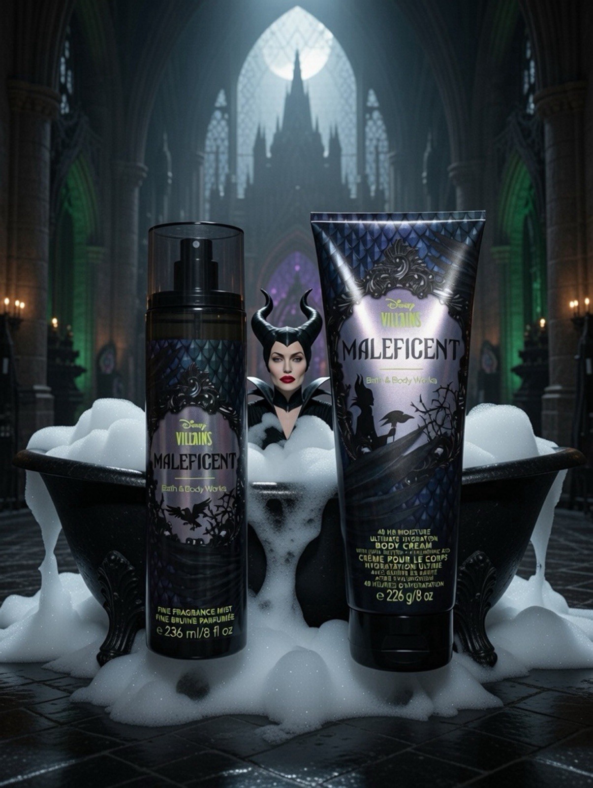 2 NEW Bath & Body Works Maleficent DISNEY VILLAINS Body Cream + Body Mist