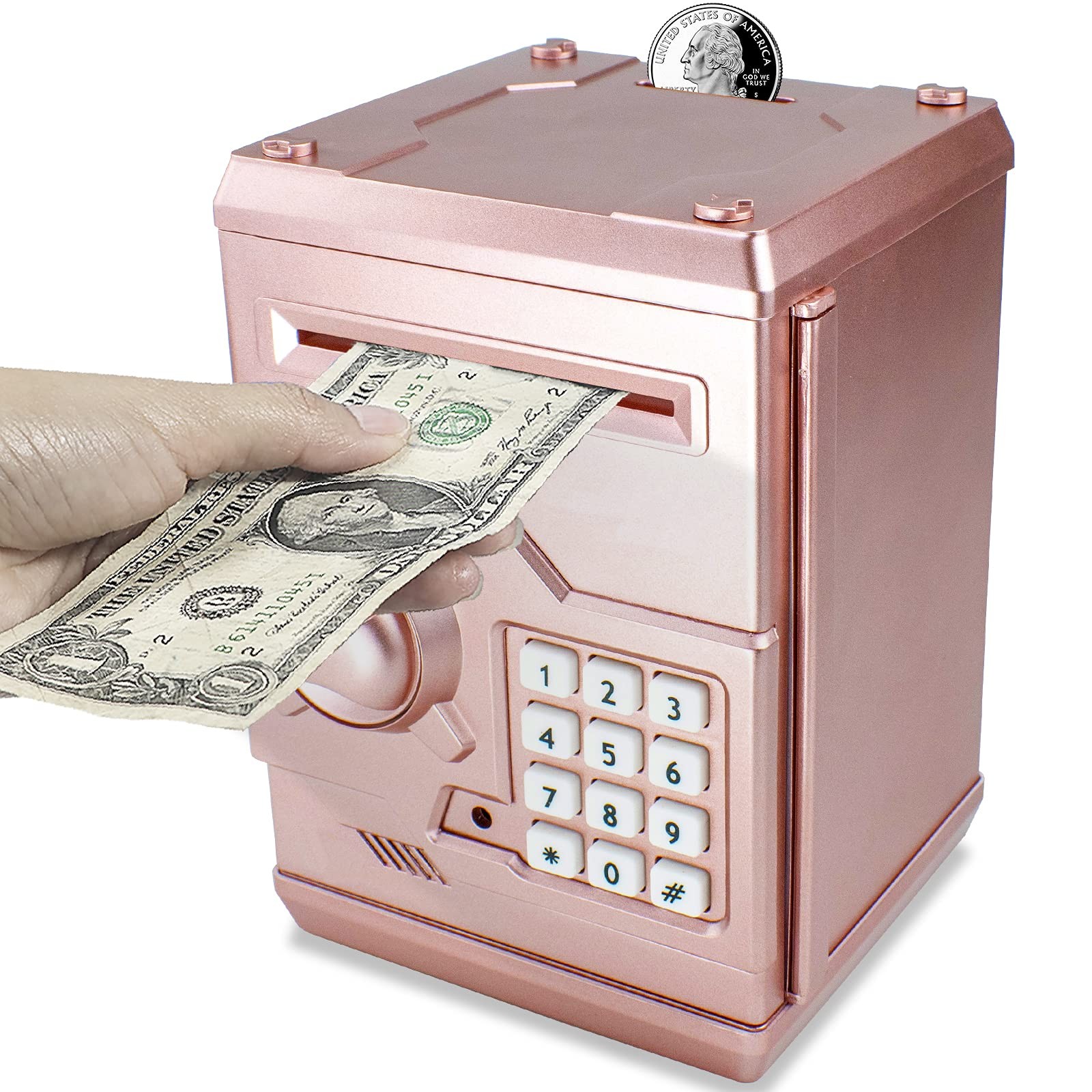 Mini ATM Piggy Bank for Kids - Electronic Money Counter with Password Lock