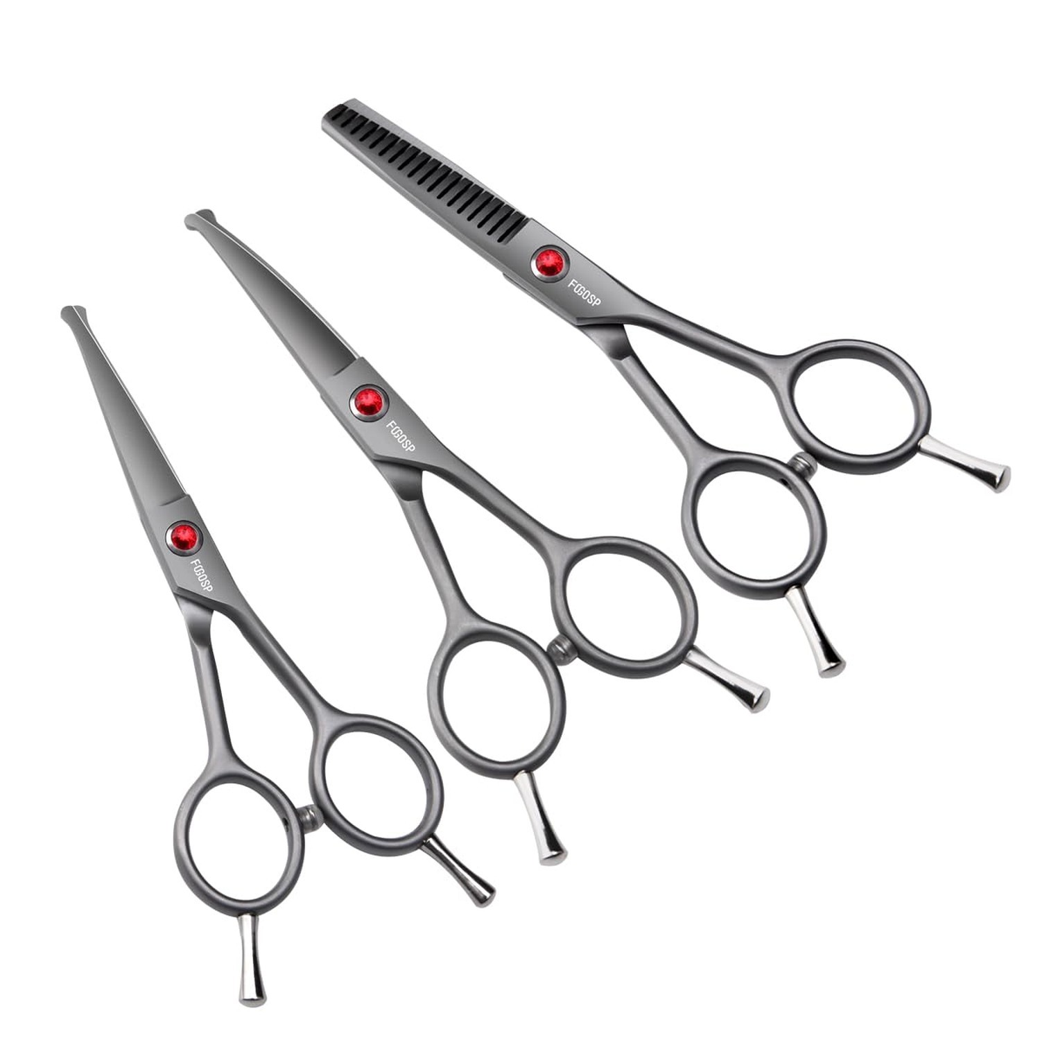 4.5" Dog Grooming Scissors - 3 Pcs Curved & Straight Thinning Shears for Smal...