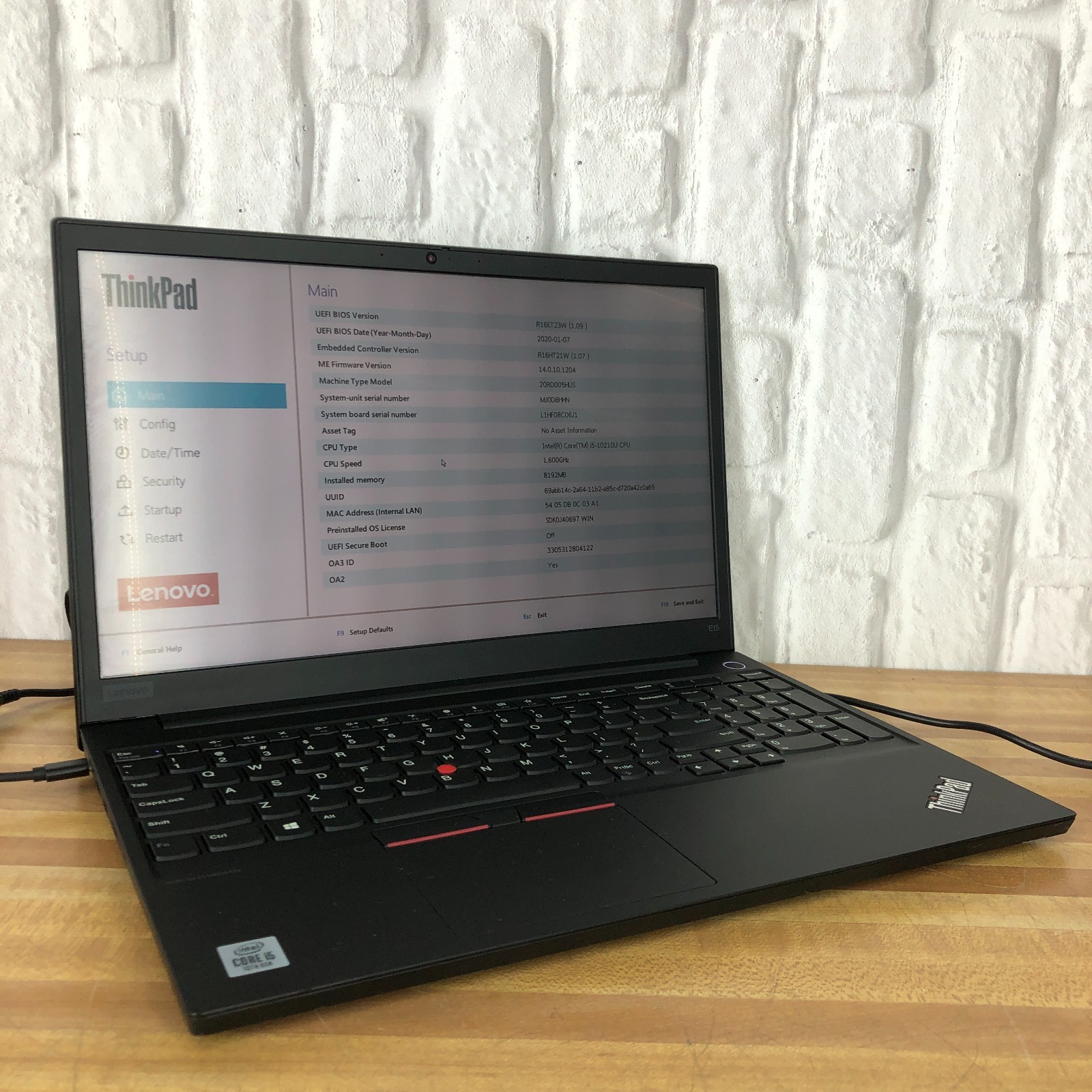 Lenovo ThinkPad E15 – Intel i5‑10210U 15.6" FHD 8GB RAM No SSD (Boots to BIOS)