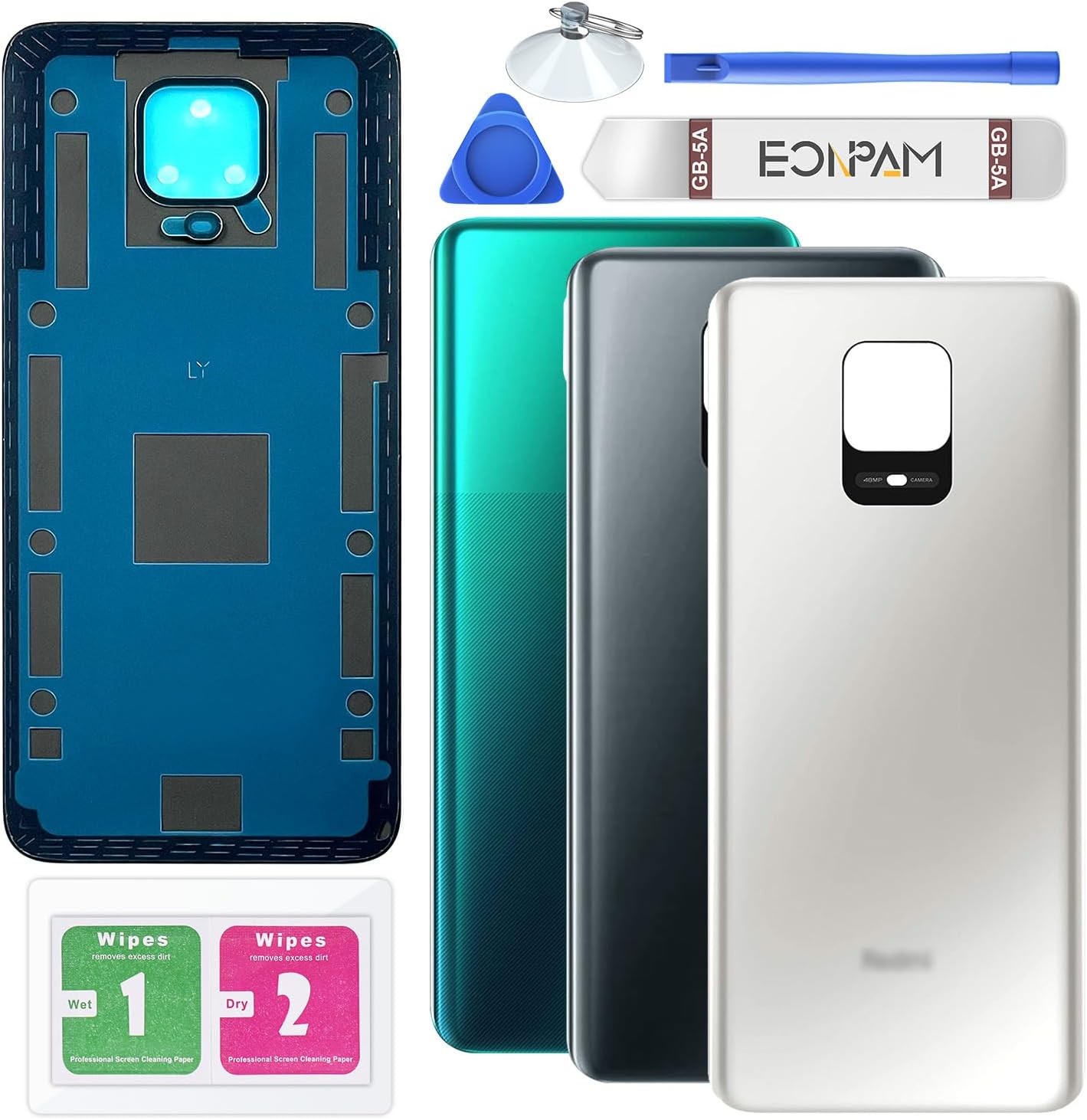 Back Glass Replacement for Redmi Note 9 Pro Back Cover Rear Housing Repair Tool