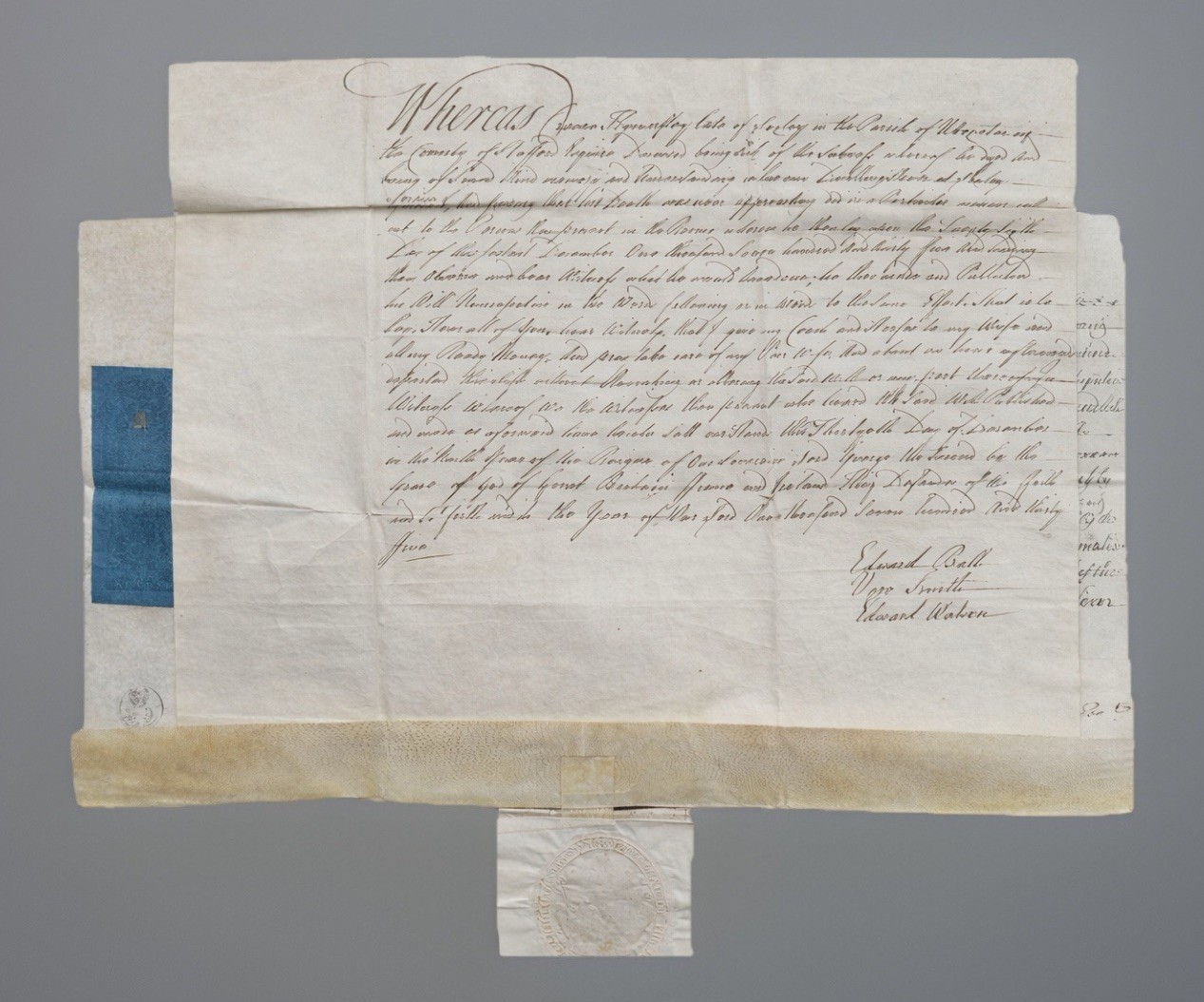 1735 English “Nuncupative Will” Deathbed George II Lichfield Probate Blue Stamp