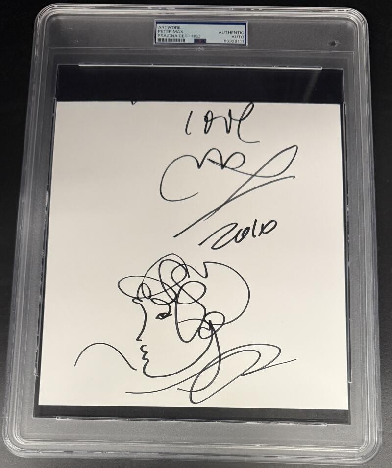 Peter Max Signed Autograph PSA/DNA Encapsulated Hand Drawn Original Art Sketch B