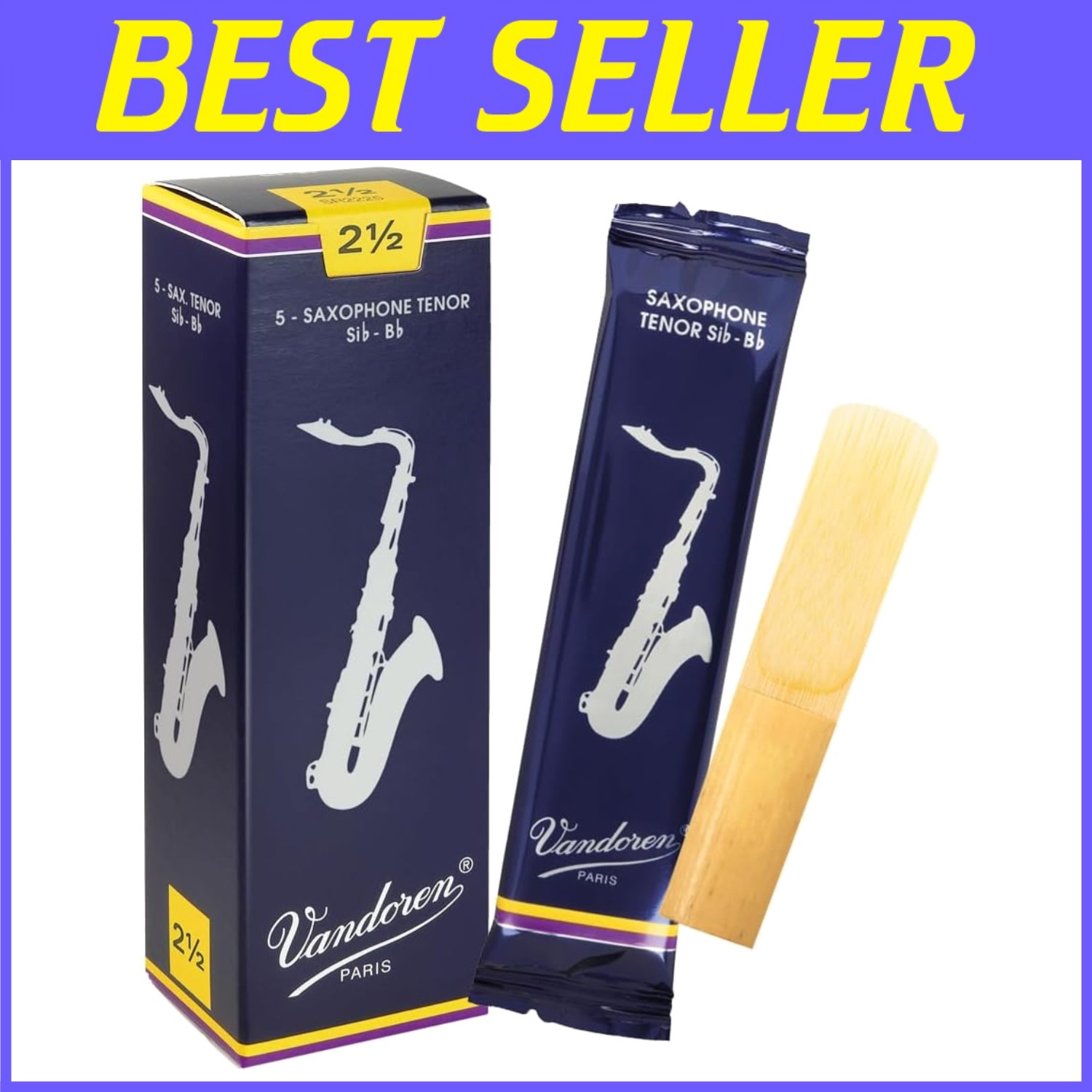 Authentic Tenor Sax Traditional Reeds 2.5, 5-Pack