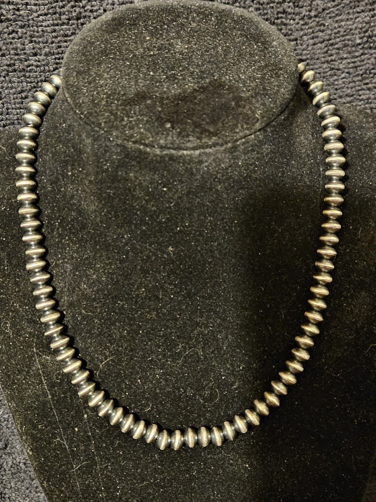 PRESTON HALEY 925 Sterling Silver Navajo 4mm Pearl Ball Bead Necklace 16”