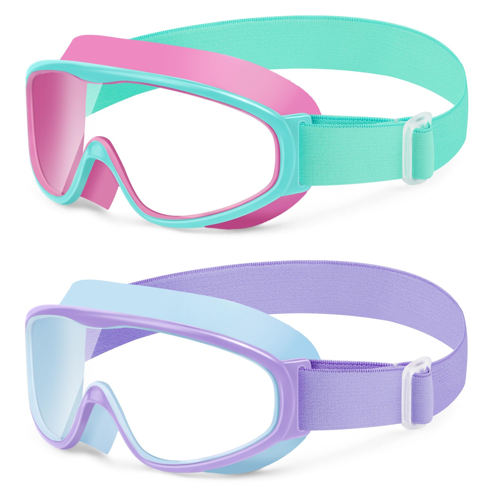 Kids Swim Goggles with Comfort Fabric Strap 2 Pack, Wide View Anti-Fog/UV No ...