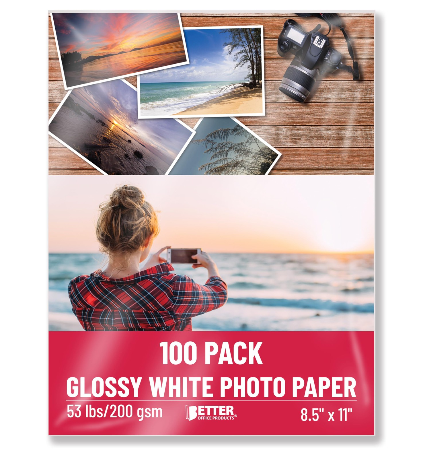 Better Office Products Glossy Photo Paper, 8.5 x 11 Inch, 100 x 11, White 