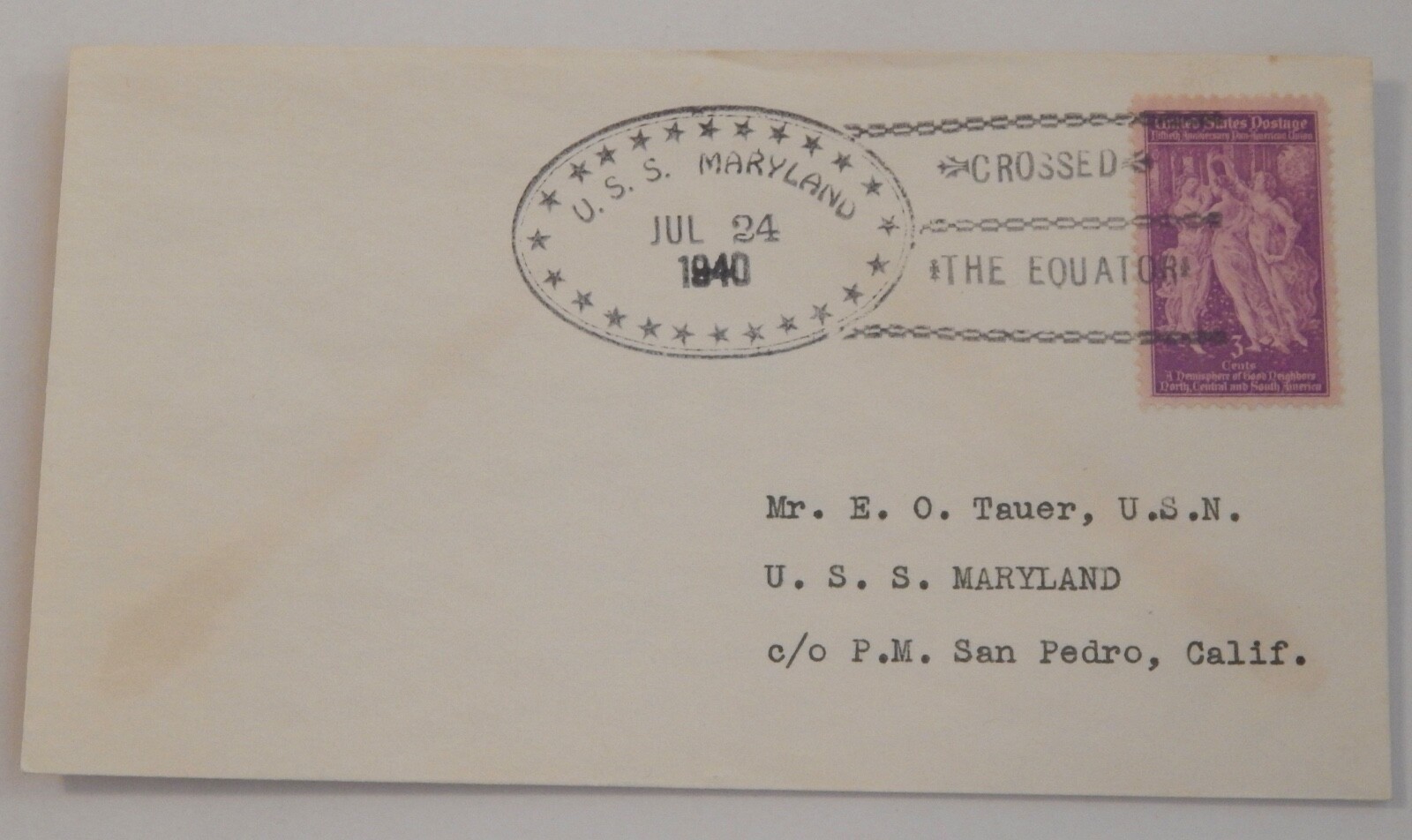 USS Maryland (BB 46) crossed the equator July 24 1940