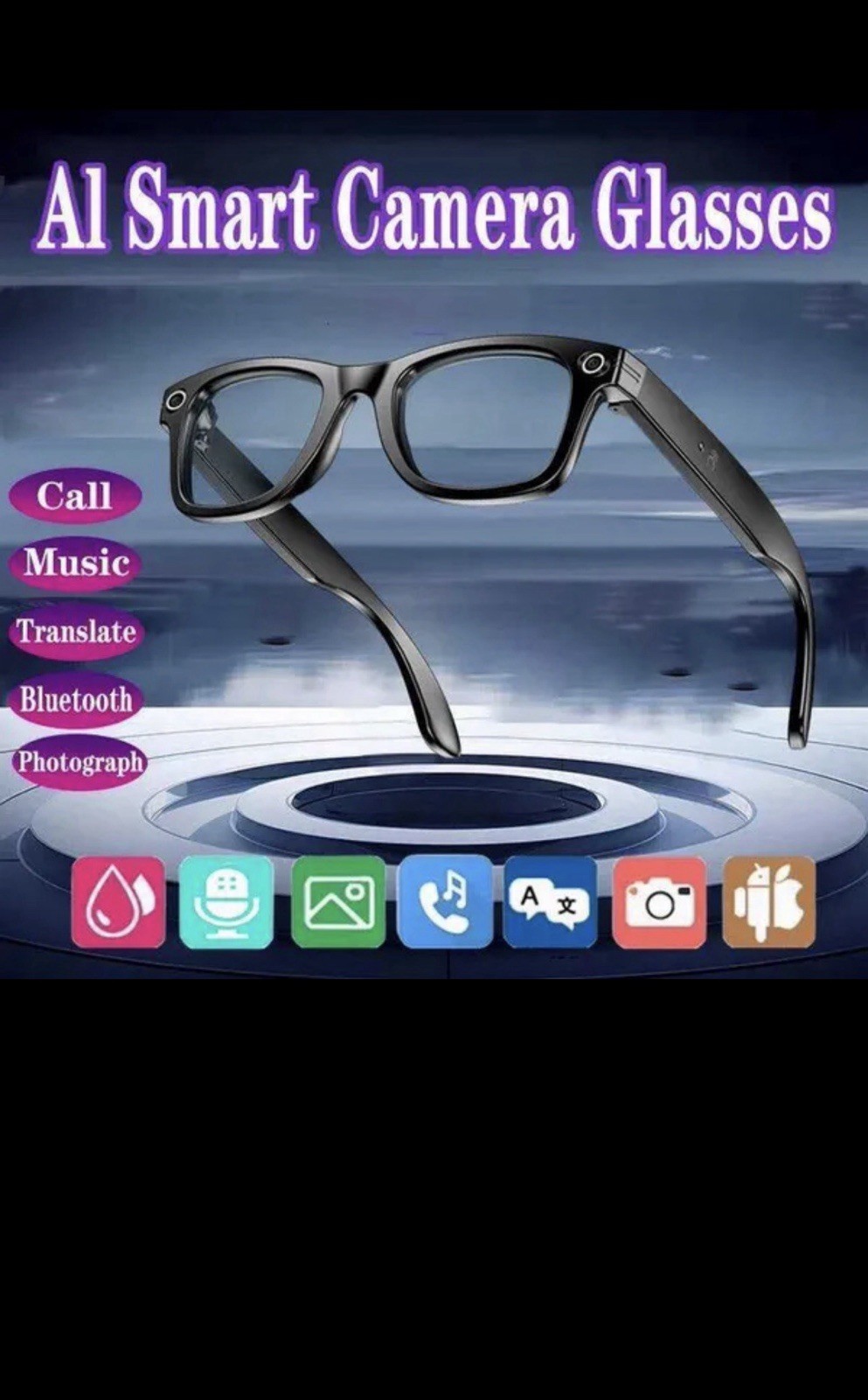 AI Smart Camera Glasses Bluetooth HD Camera Music Call Translate Photograph