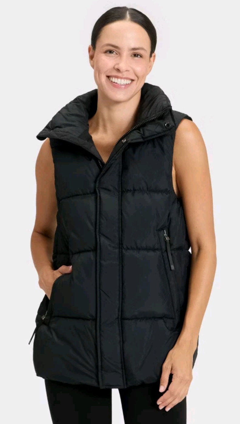 Women's Long Puffer Vest - All In Motion Black XL
