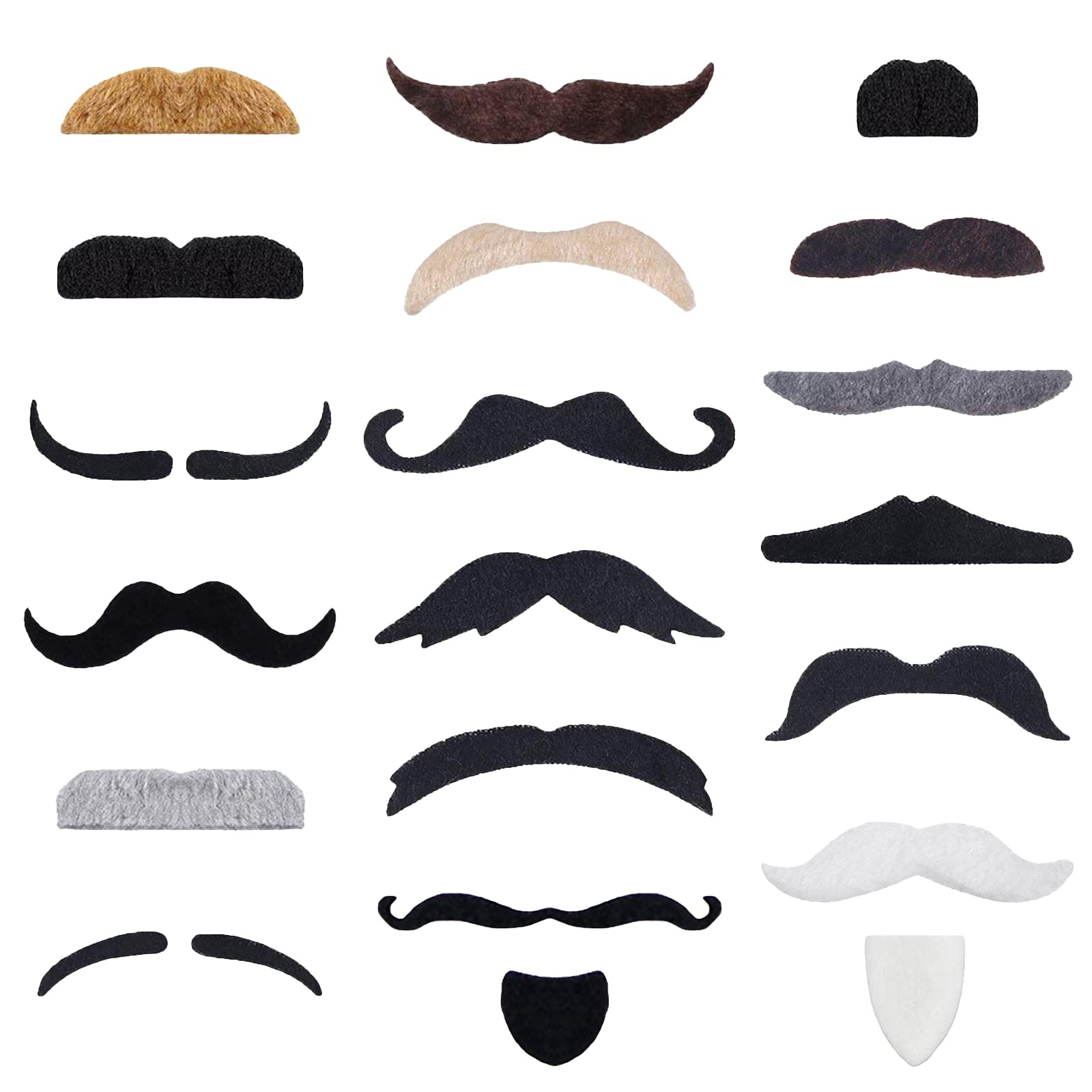 KICNIC 60 Pcs Fake Mustaches Self Adhesive (20 Designs) 60 Pcs, Multicolor 