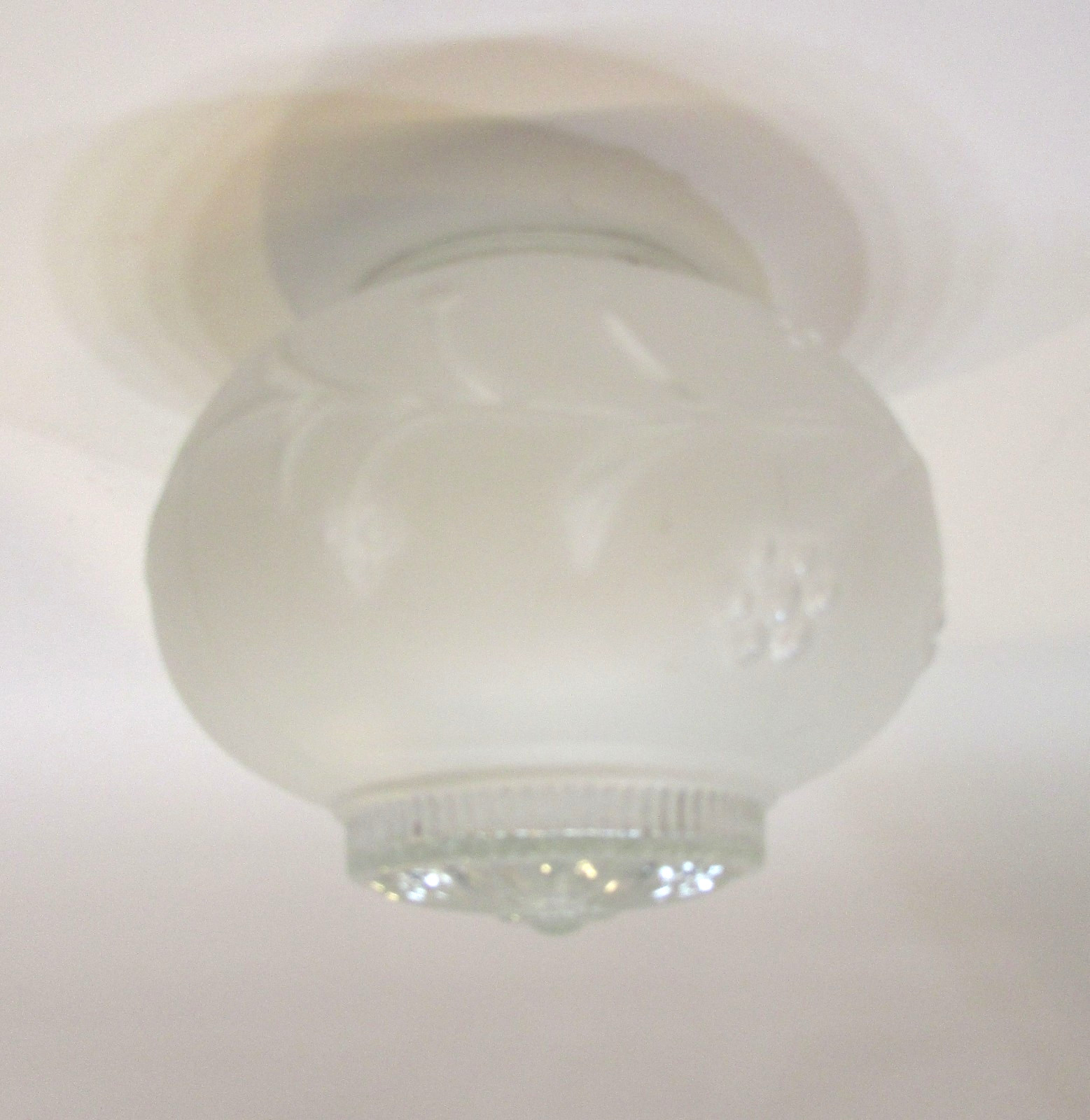 Vintage 1950's Frosted Clear Glass Ceiling Light Fixture Diffuser Globe 6" Shade