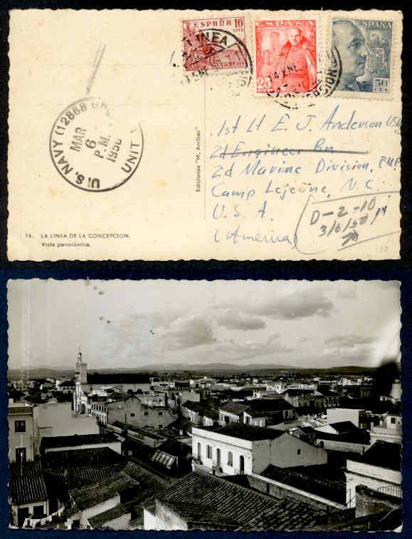 SPAIN 1950 US NAVY PPC MILITARY MAIL