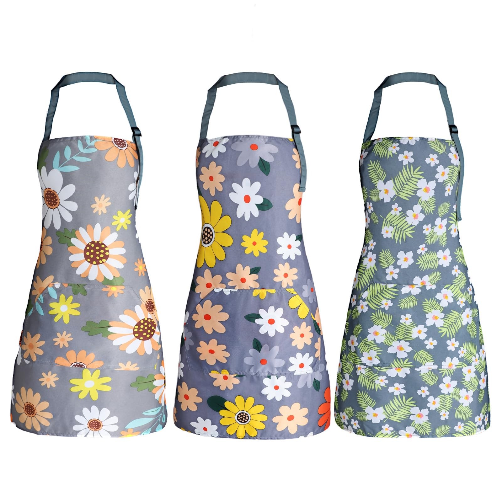 IHFAIO Apron for Women with Pockets, Adjustable Waterproof Large, Multicolor 