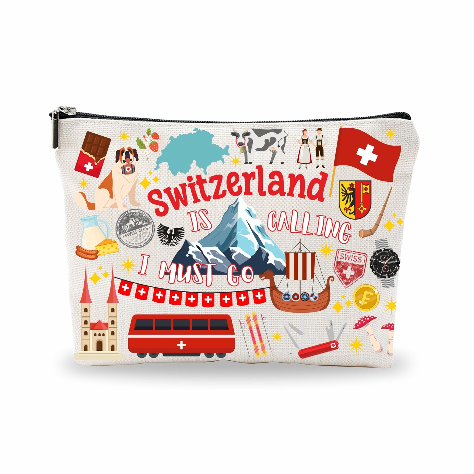 SwitzerlandSouvenirs Cosmetic Bags For Women,Switzerland Is Calling I Must Go...