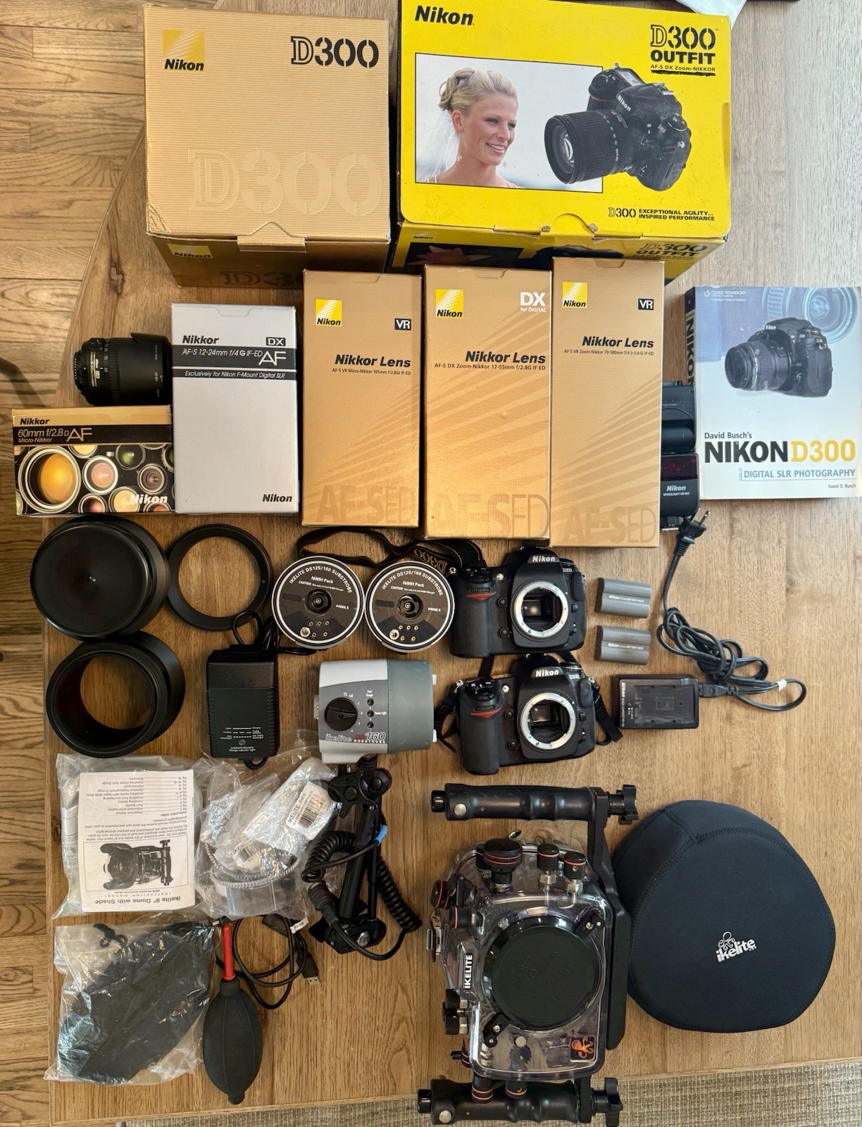 Ikelite Underwater Housing w/2 Nikon D300s, 6 Lens 1 Ike DE 160 Strobe W/2 Batt