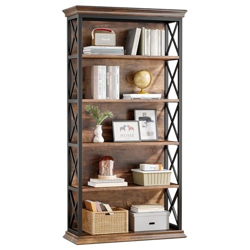  5-Tier Bookcase Rustic Brown