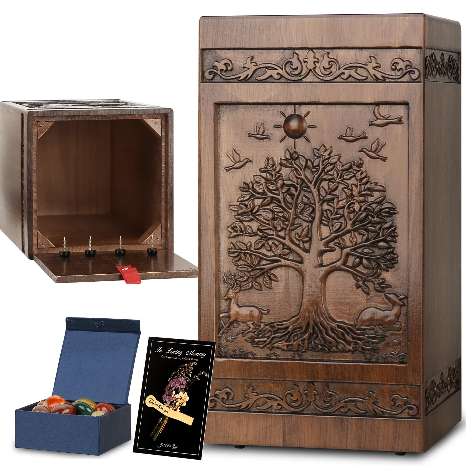 Urn for Ashes for Women, Wooden Urns for Human Ashes Adult Female Male, with ...