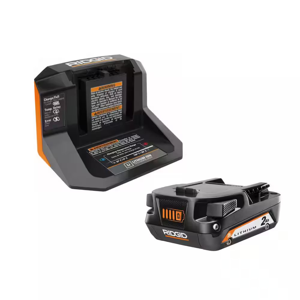 RIDGID 18V Lithium-Ion 2.0 Ah Battery Starter Kit