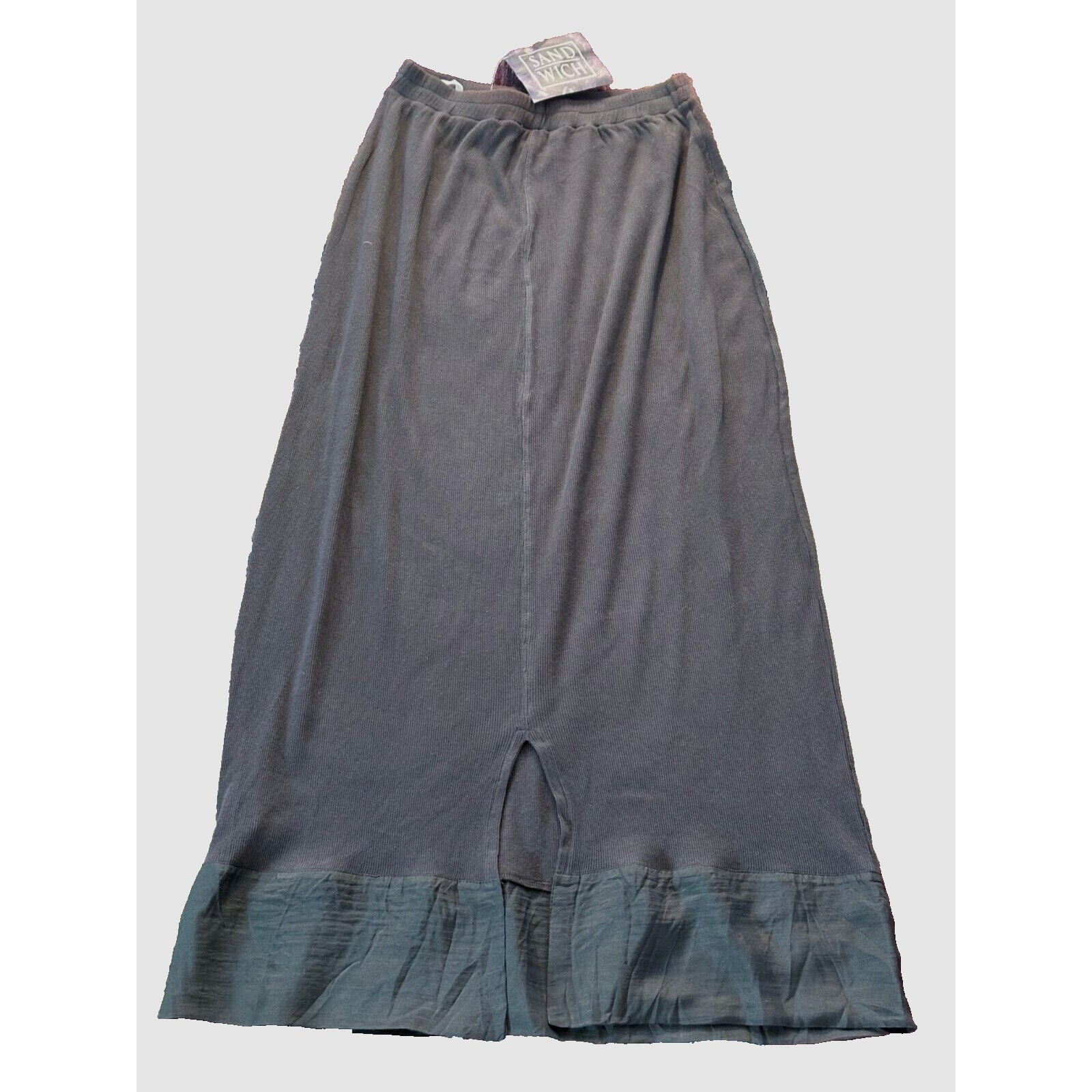 Women's Skirt 100% Cotton with Silk Fringe – Sandwich Khaki – Size 8 (1980s)