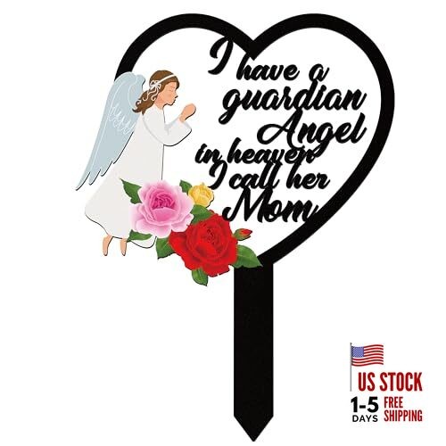  Stake Graves Cemetery Decorations - Mom Metal Memorial Grave Marker, Angel Mom