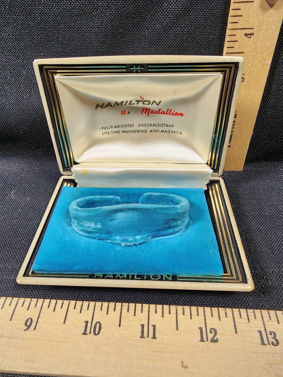 Vintage Hamilton Medallion 22 Jewel Watch Box Empty Box Only Clamshell Style 