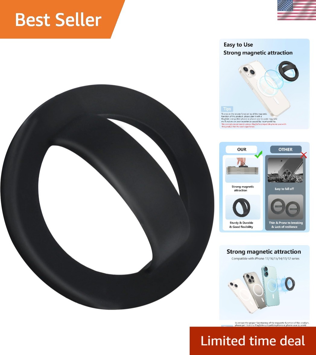 Soft Touch Magnetic Ring Grip Holder - Lightweight, Portable & Rotating Design