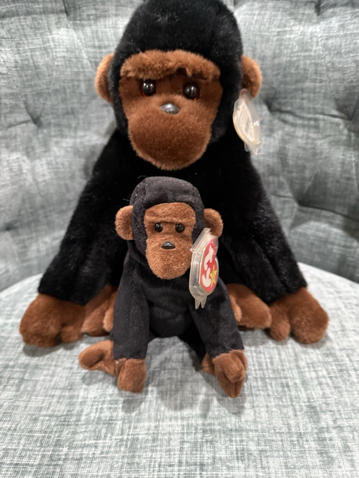 Ty Beanie Baby CONGO the Gorilla Adult and Baby Plush Stuffed Animal Monkey Toy