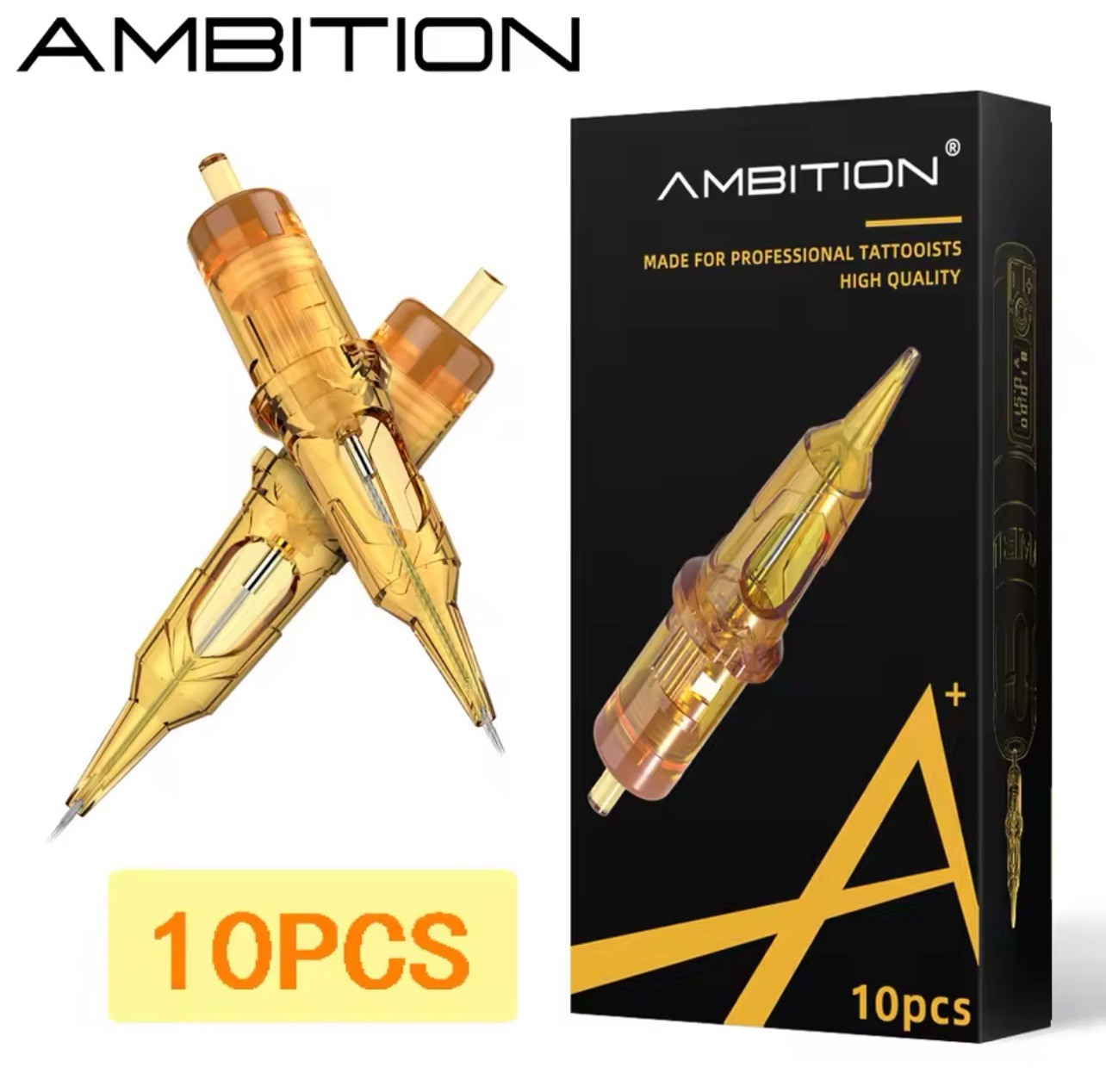 Ambition Glory 10pcs RL/RM Tattoo Ink Cartridge Round Liner Shader Curved Needle