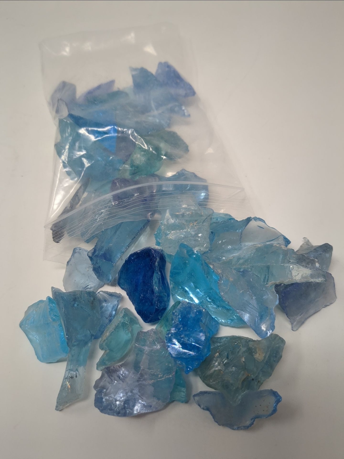 Sapphire Sky Blue Fenton Cullet Fragments 6 oz Wire Wrap Mosaics Glass Fusing