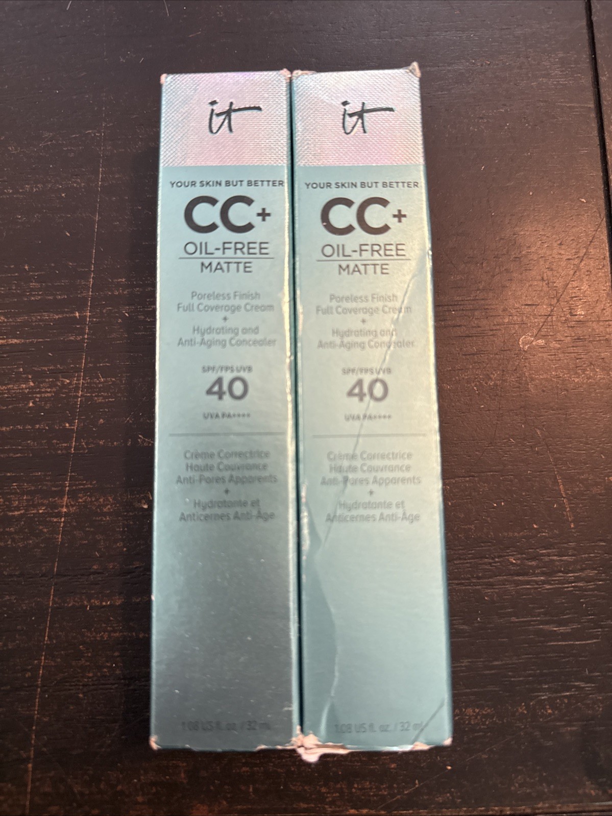 2 IT Cosmetics CC+ Oil Free Matte Poreless Finish Cream SPF 40 DEEP 1.08 fl oz