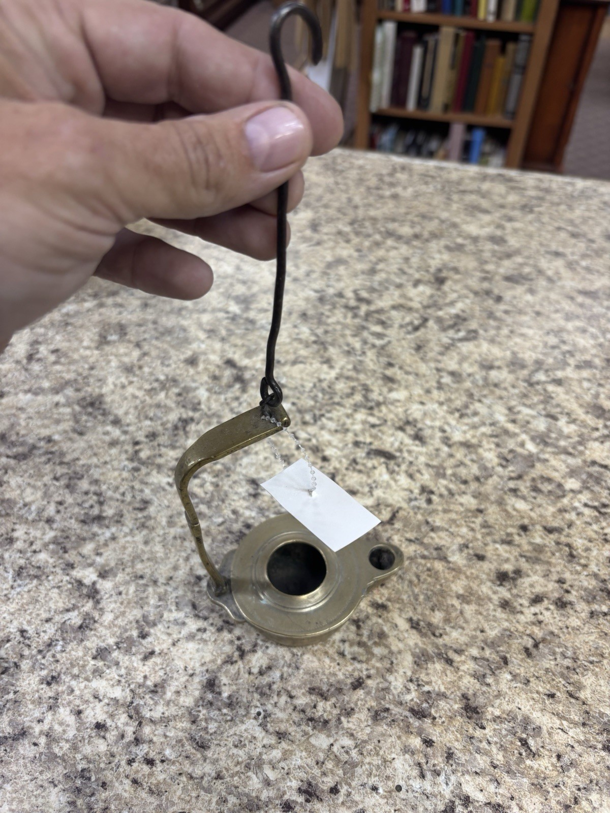 Antique Brass Betty Lamp Cruise Lamp Whale Oil Lamp w/Hanger & Hook 10"L