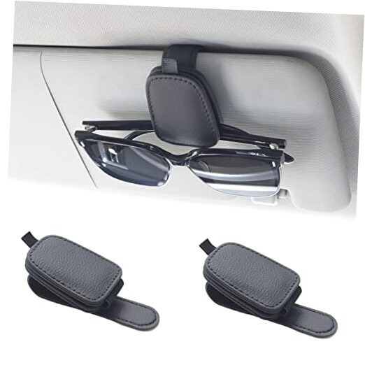  Magnetic Sunglass Holder for Car Visor - 2 Pack Universal Holder with Black