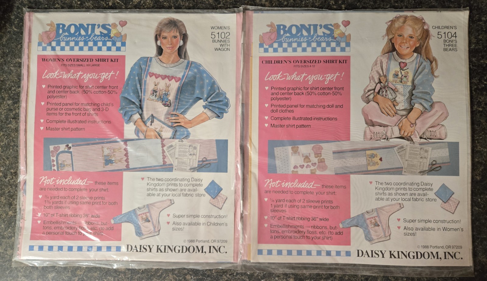 Boni s Bunnies & Bears by Daisy Kingdom, Vtg 1988, Womens & Childrens, NEW, 2