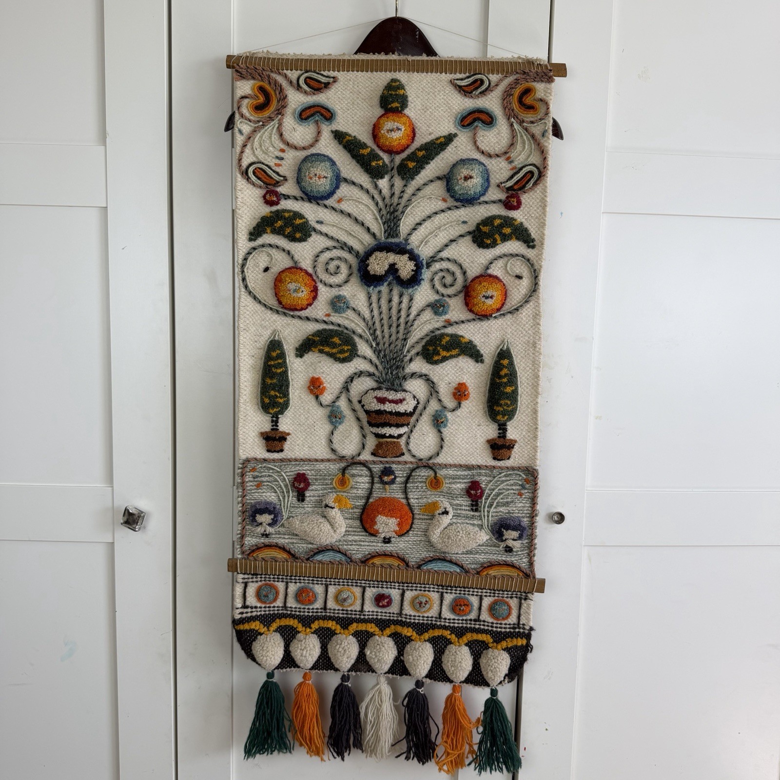 RARE Vintage Wool 3D Fibre Art Tapestry - Boho Cottage Core