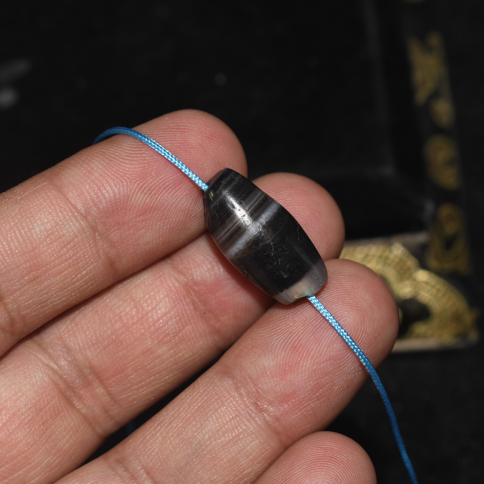 Authentic Ancient Tibetan Himalayan Banded Agate Stone Bead in good Condition